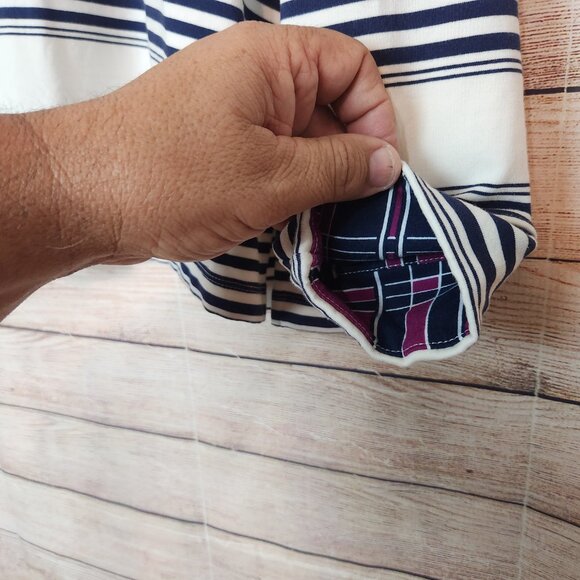 Charter Club Womens Size 2X Striped Henley Shirt Long Sleeve Quarter Button Navy - Picture 8 of 16